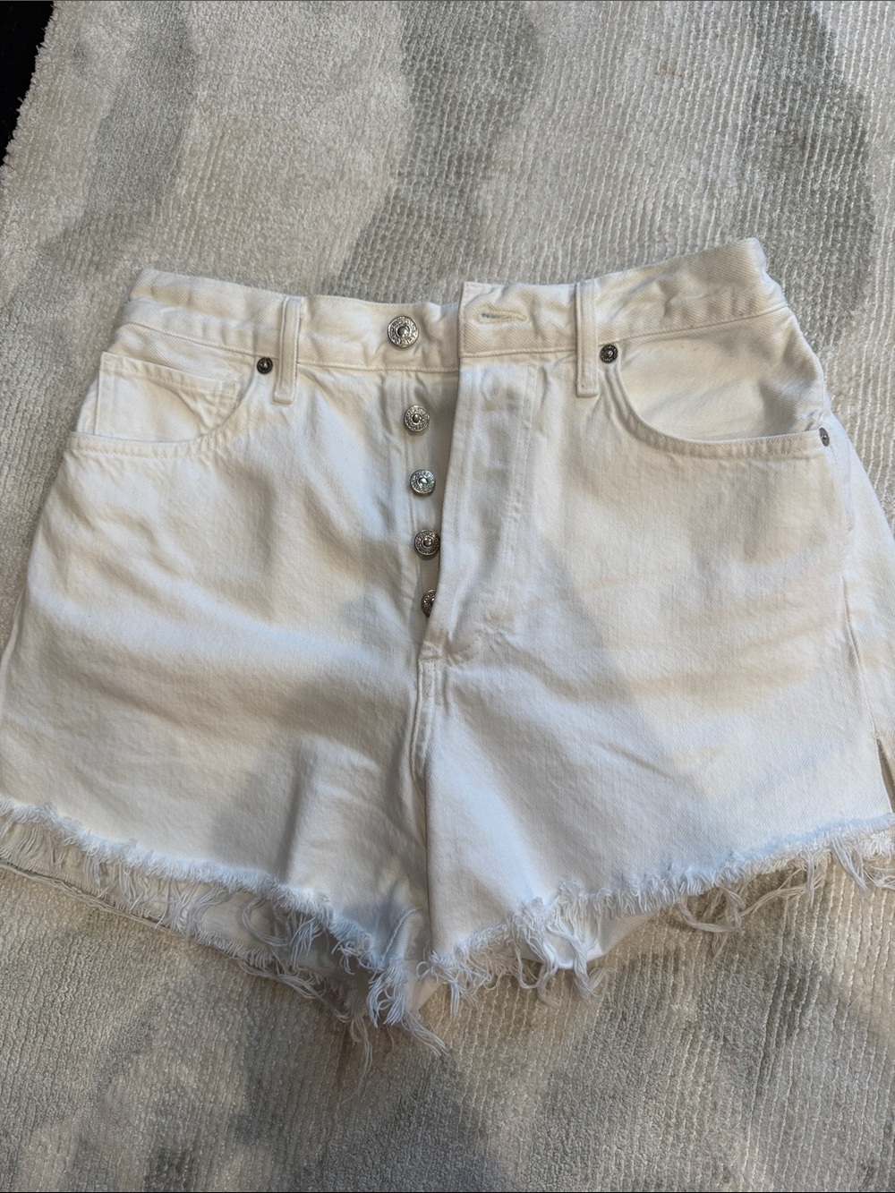 Citizens Of Humanity White Frayed Denim Shorts